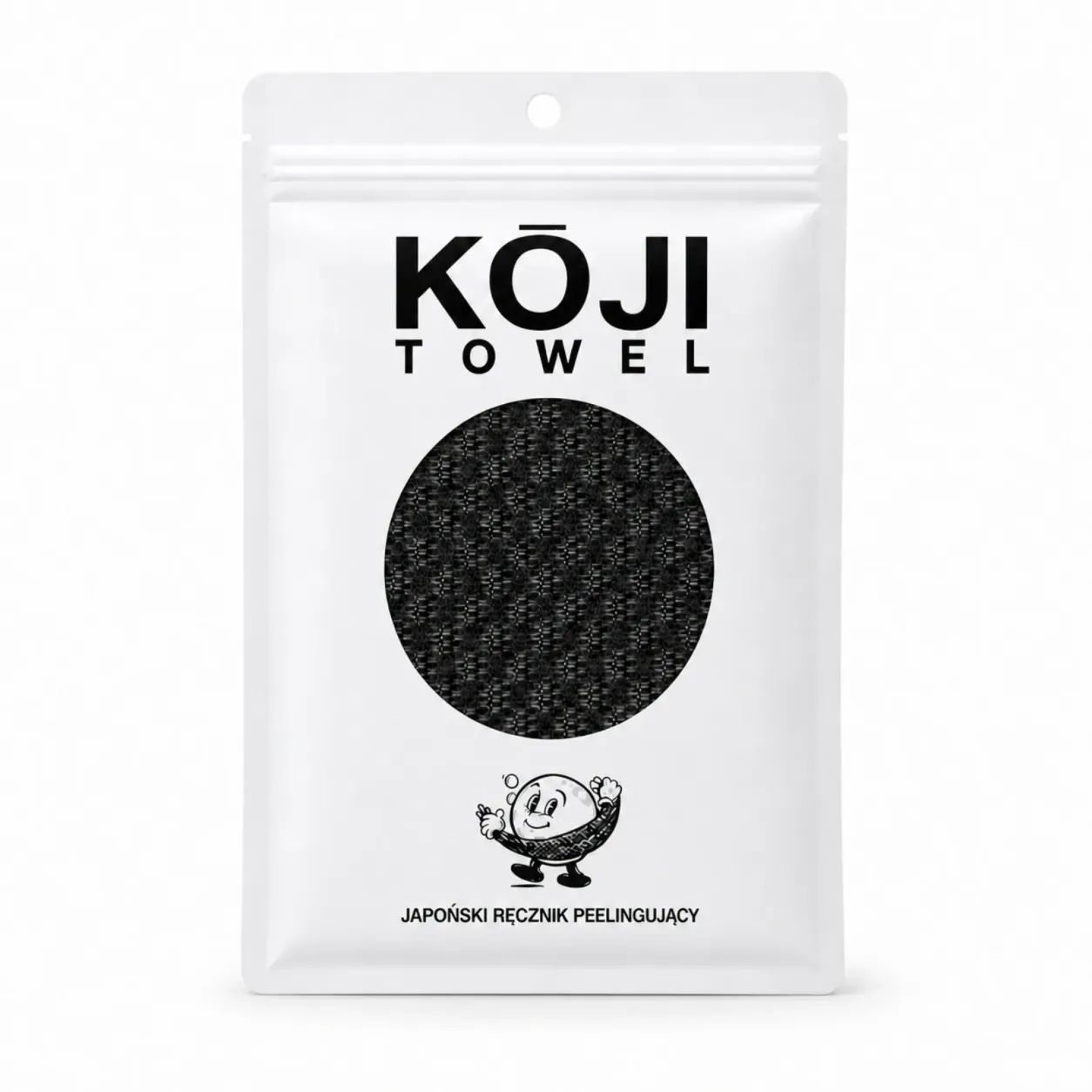 Opakowanie Kōji Towel z czarnym ręcznikiem do mycia ciała